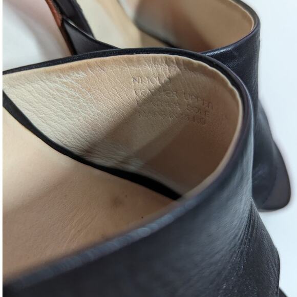 Nisolo Elizabeth Black Leather Slides Block Heel Sandals Open Toe 9.5 Preowned - Picture 11 of 13